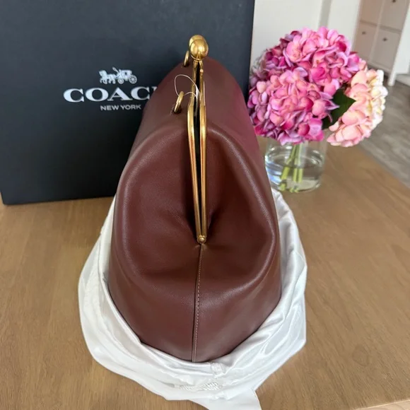 Coach Brown Clutch with Gold Accents - Picture 5 of 13